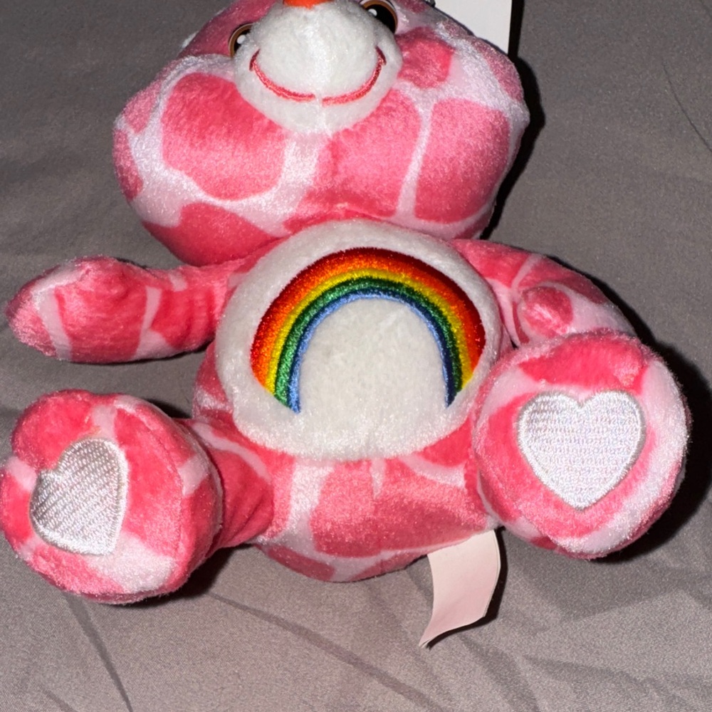 2004 Care Bears Pink and White Plush with Rainbow - Picture 2 of 6